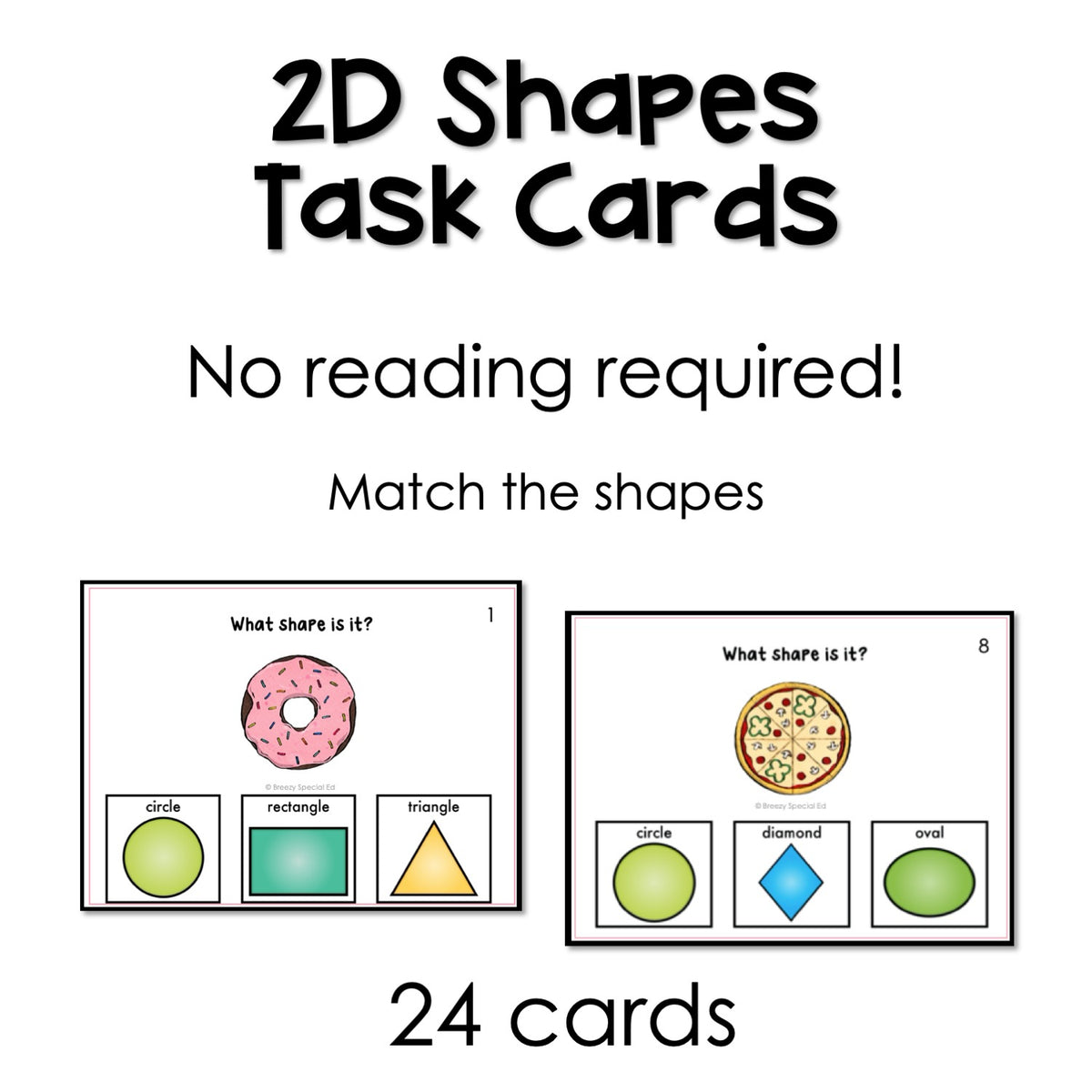 Shape Task Cards (2D) for autism and special education – Breezy Special Ed