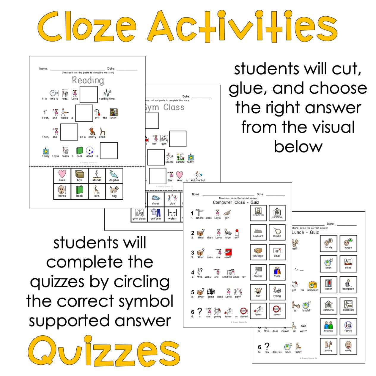 School - Symbol Supported Reading Comprehension for Special Ed