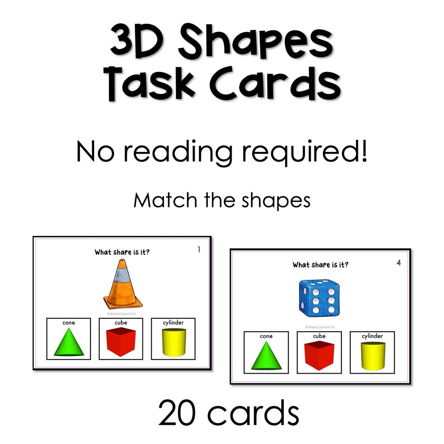 Shape Task Cards (3D) for autism and special education