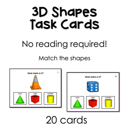Shape Task Cards (3D) for autism and special education