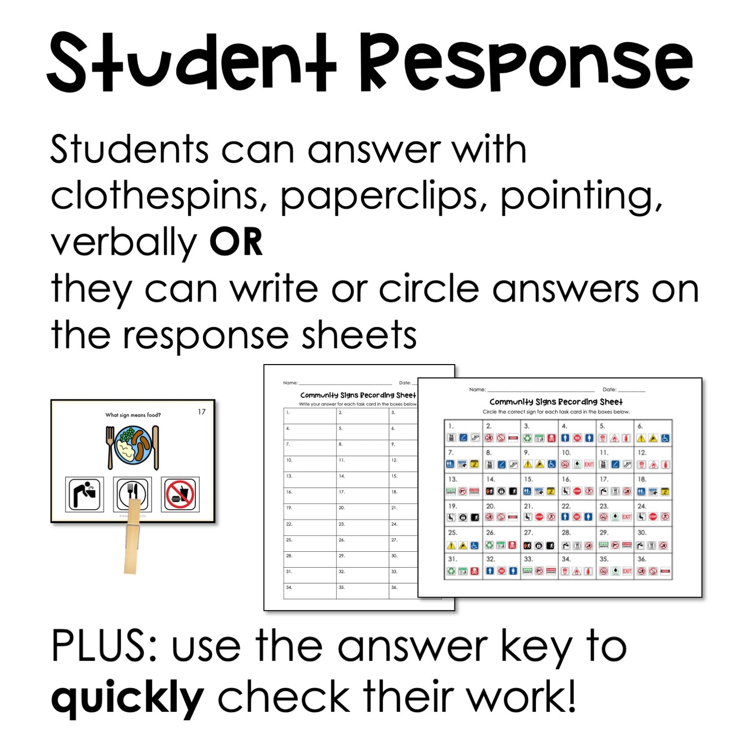 Community Signs - Task Cards for autism and special education