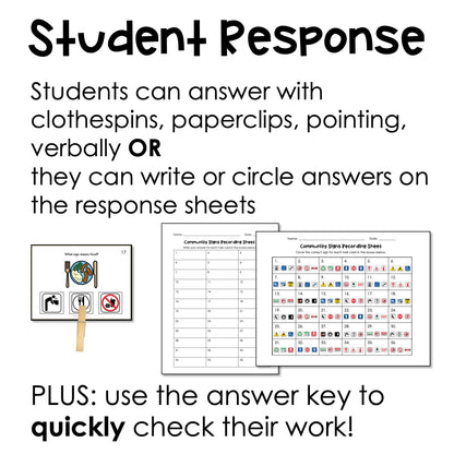 Community Signs - Task Cards for autism and special education