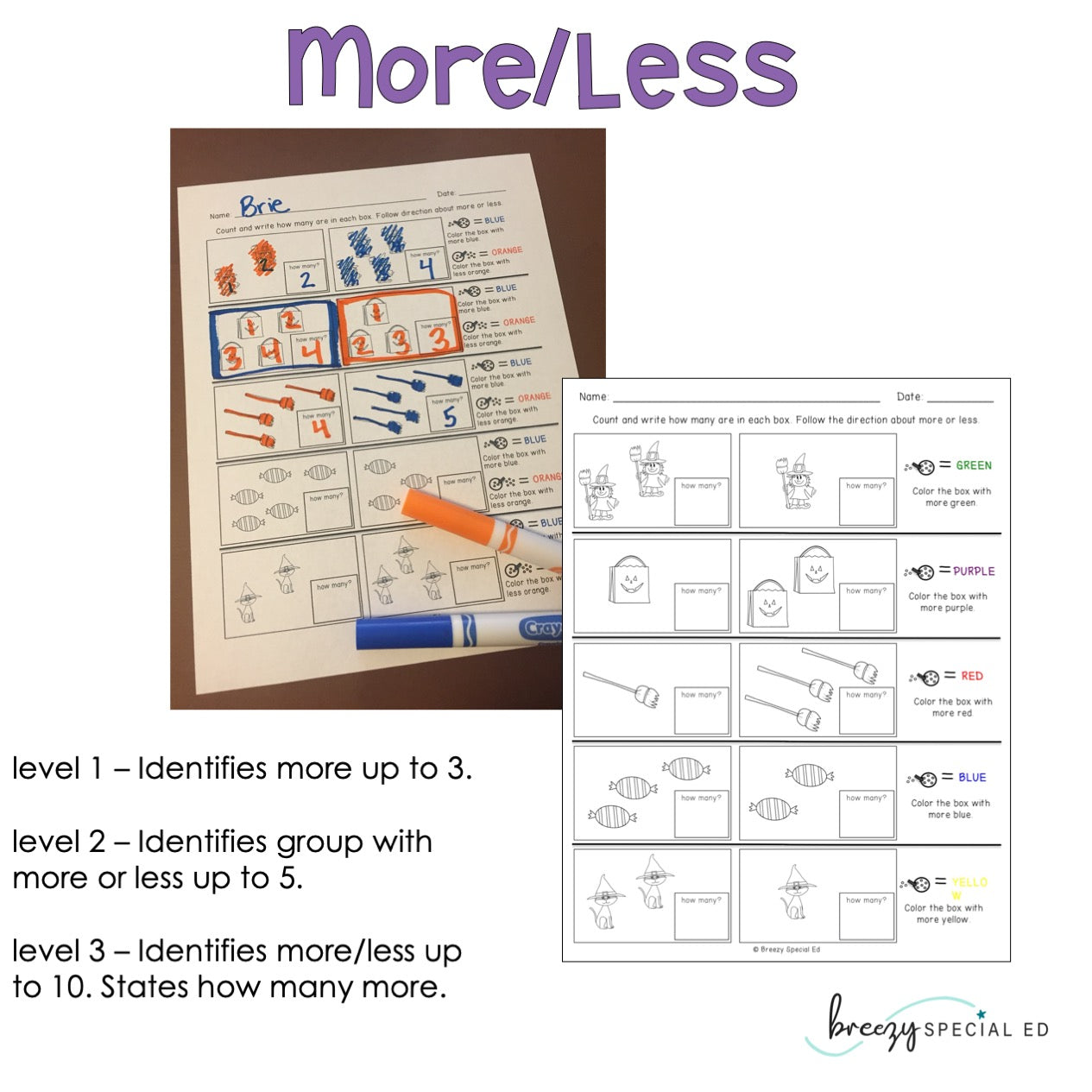 Differentiated Life Skill Math Pack: Halloween Themed (special education)