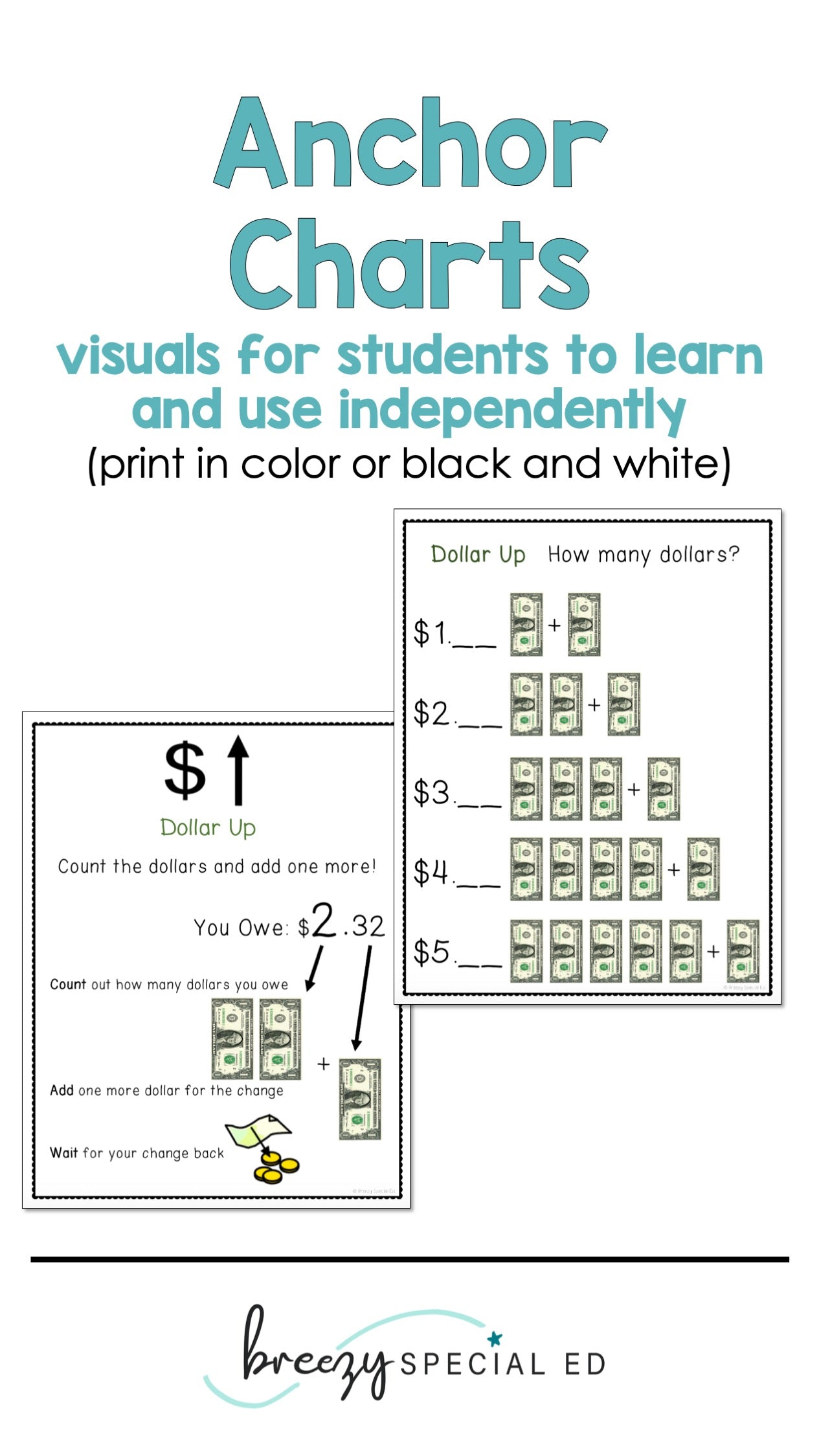 Special Education Next Dollar Up Money Color In Worksheets