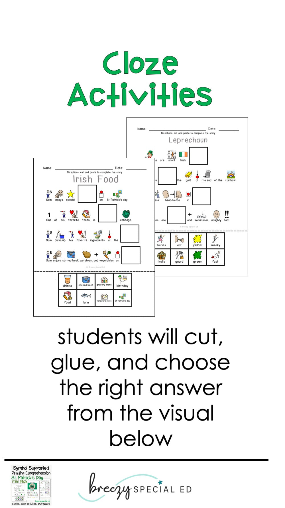 St. Patrick's Day - Symbol Supported Picture Reading Comprehension