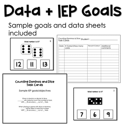 Counting Dominos and Dice task cards for autism and special education