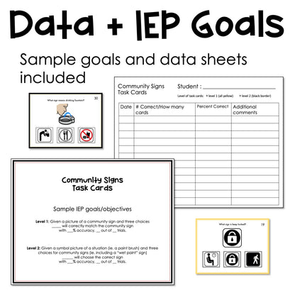 Community Signs - Task Cards for autism and special education