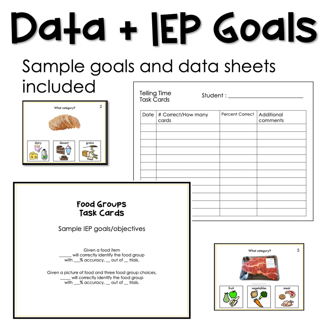 Food Groups Task Cards for autism and special education – Breezy Special Ed