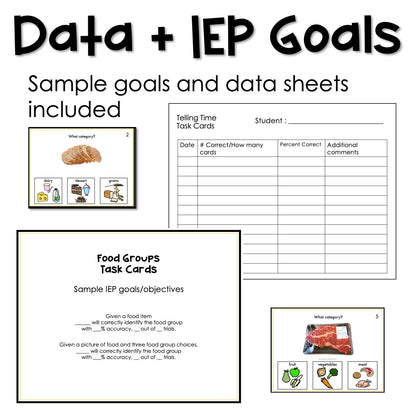 Food Groups Task Cards for autism and special education