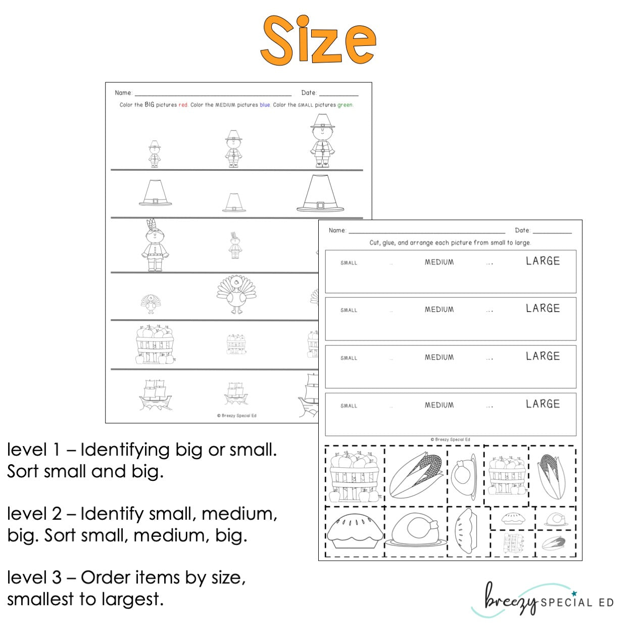 Differentiated Life Skill Math Pack: Thanksgiving (special education)
