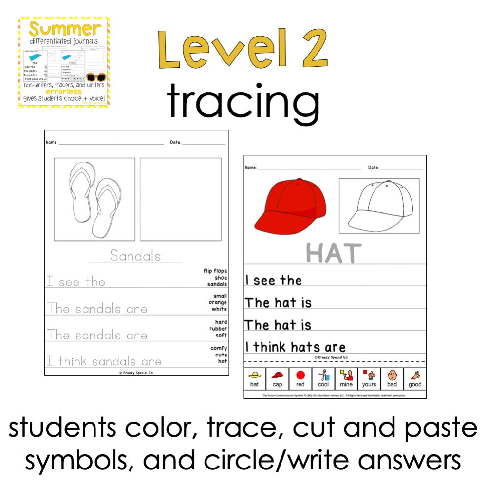 Summer Errorless Writing Journals for Autism and Special Education