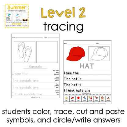 Summer Errorless Writing Journals for Autism and Special Education