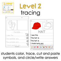 Summer Leveled Journal Writing for Special Education, Autism, and ESY