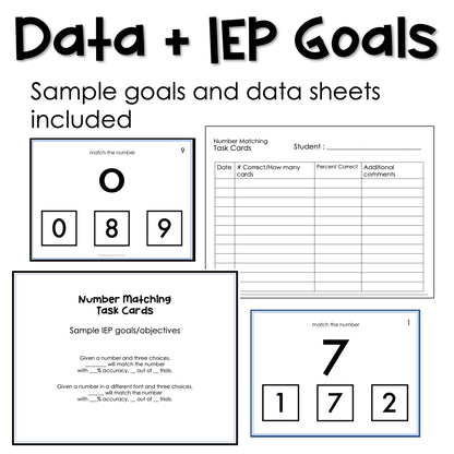 Number Matching task cards for autism and special education
