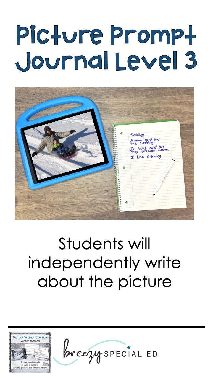 Picture Journal Prompts WINTER {Leveled Writing} Great for Special Ed