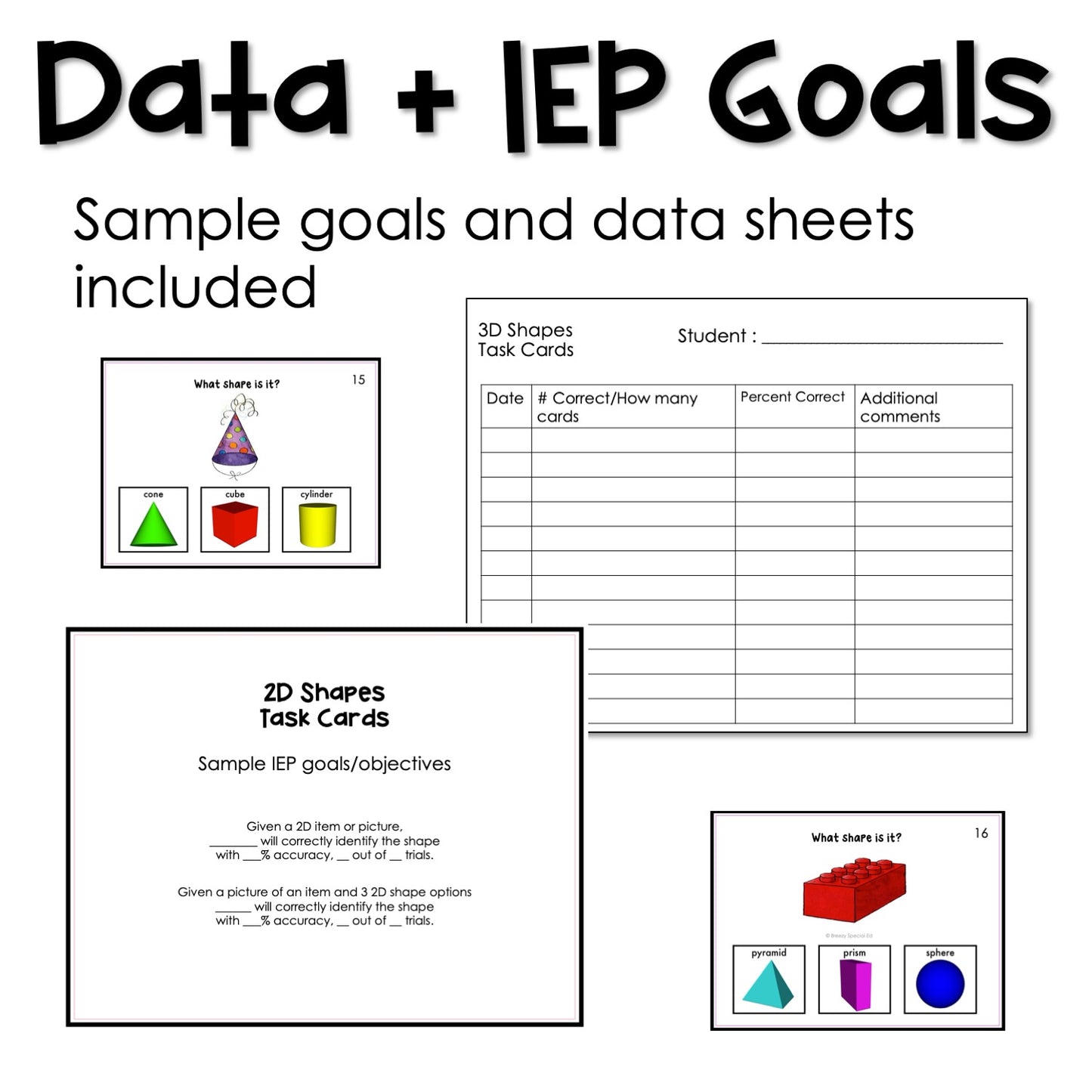 Shape Task Cards (3D) for autism and special education