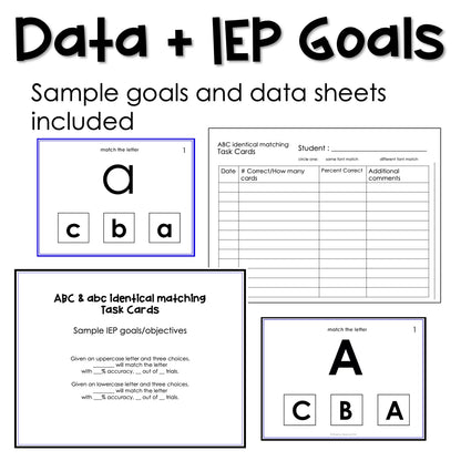 ABC & abc identical matching task cards for autism and special education