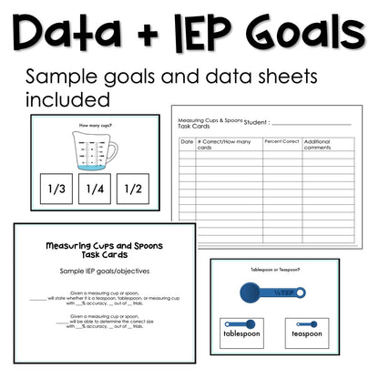 Measuring cups and spoons task cards for autism and special education