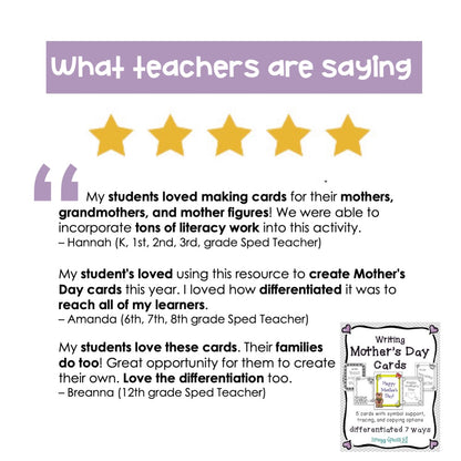 Mother's Day Cards: Differentiated for ALL your Special Ed Students