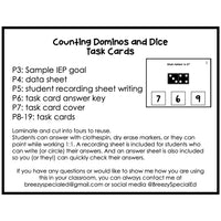 Counting Dominos and Dice task cards for autism and special education