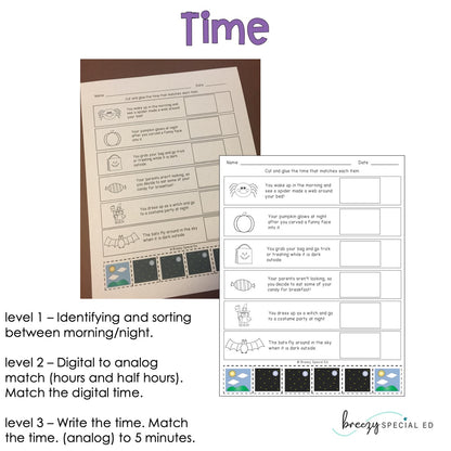 Differentiated Life Skill Math Pack: Halloween Themed (special education)