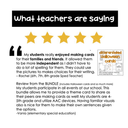 Halloween Cards: Differentiated for ALL your Students (special education)