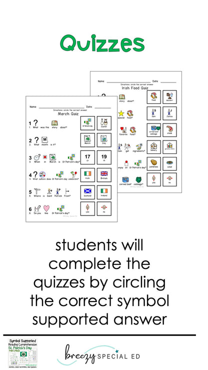St. Patrick's Day - Symbol Supported Picture Reading Comprehension