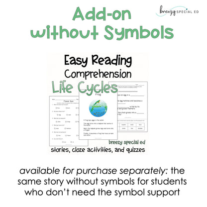 Life Cycles Symbol Supported Reading Comprehension for Special Ed