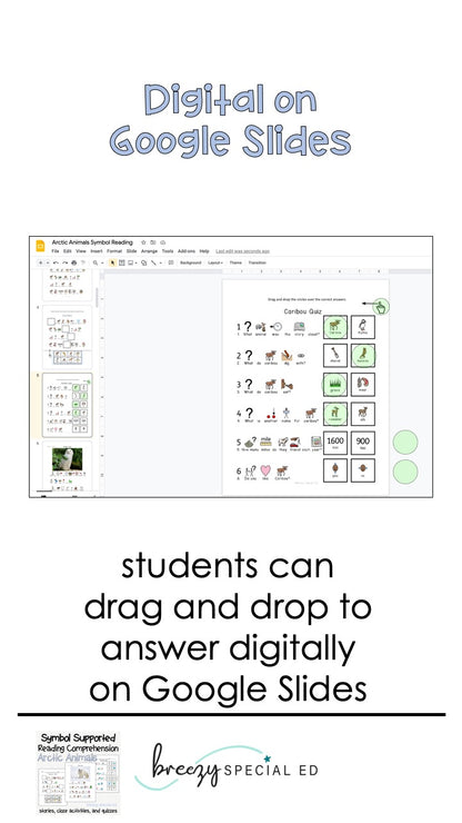 Arctic Animals Symbol Supported Reading Comprehension for Special Ed