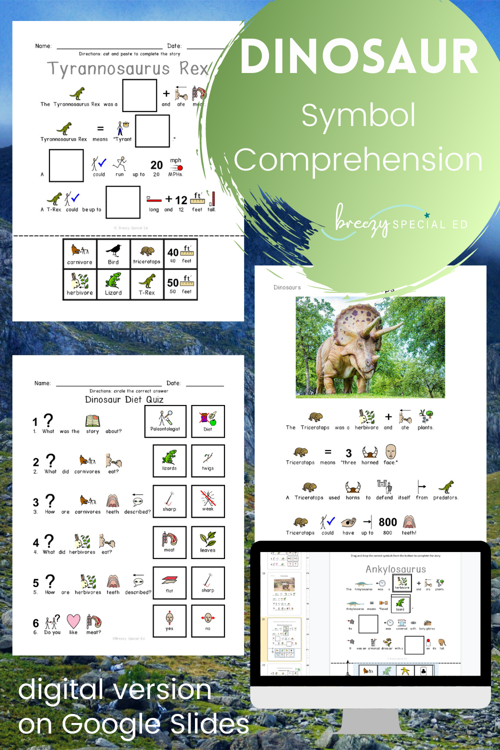 Dinosaurs - Symbol Supported Picture Reading Comprehension