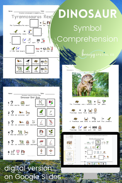 Dinosaurs - Symbol Supported Picture Reading Comprehension