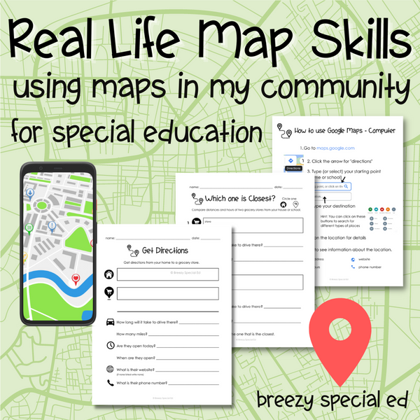 How to Get Directions - using maps for special education life skill students