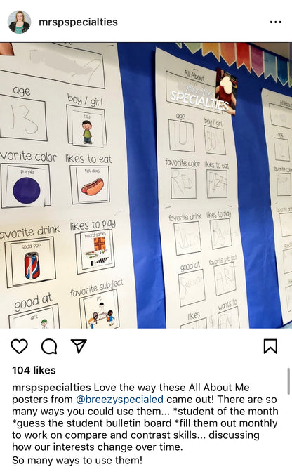 All About Me Posters - Student Spotlight - for Special Education