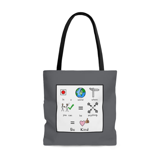 GRAY Be Kind Symbol Quote Tote Bag by Breezy Special Ed
