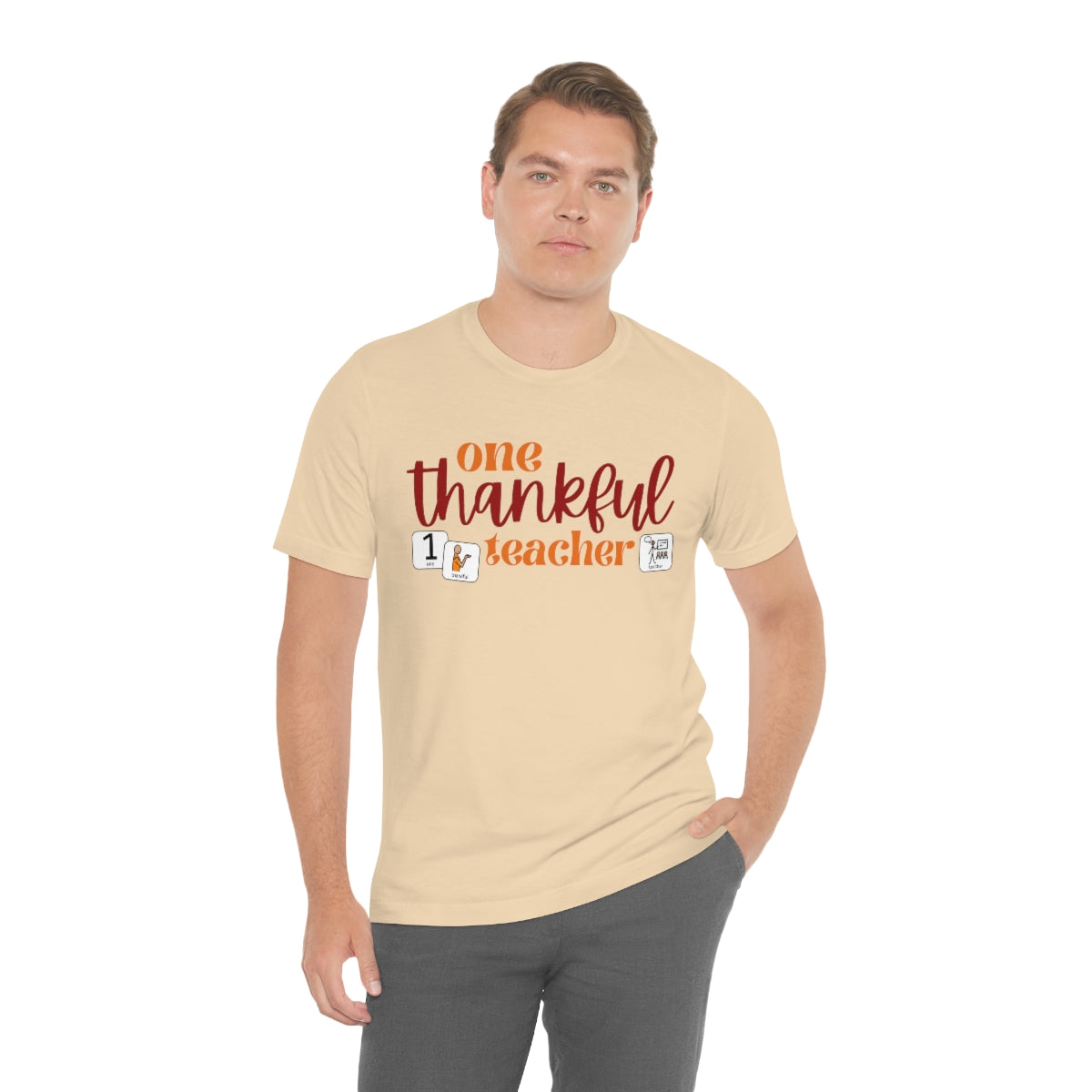 One Thankful Teacher Shirt with symbol cards for Special Education Teachers
