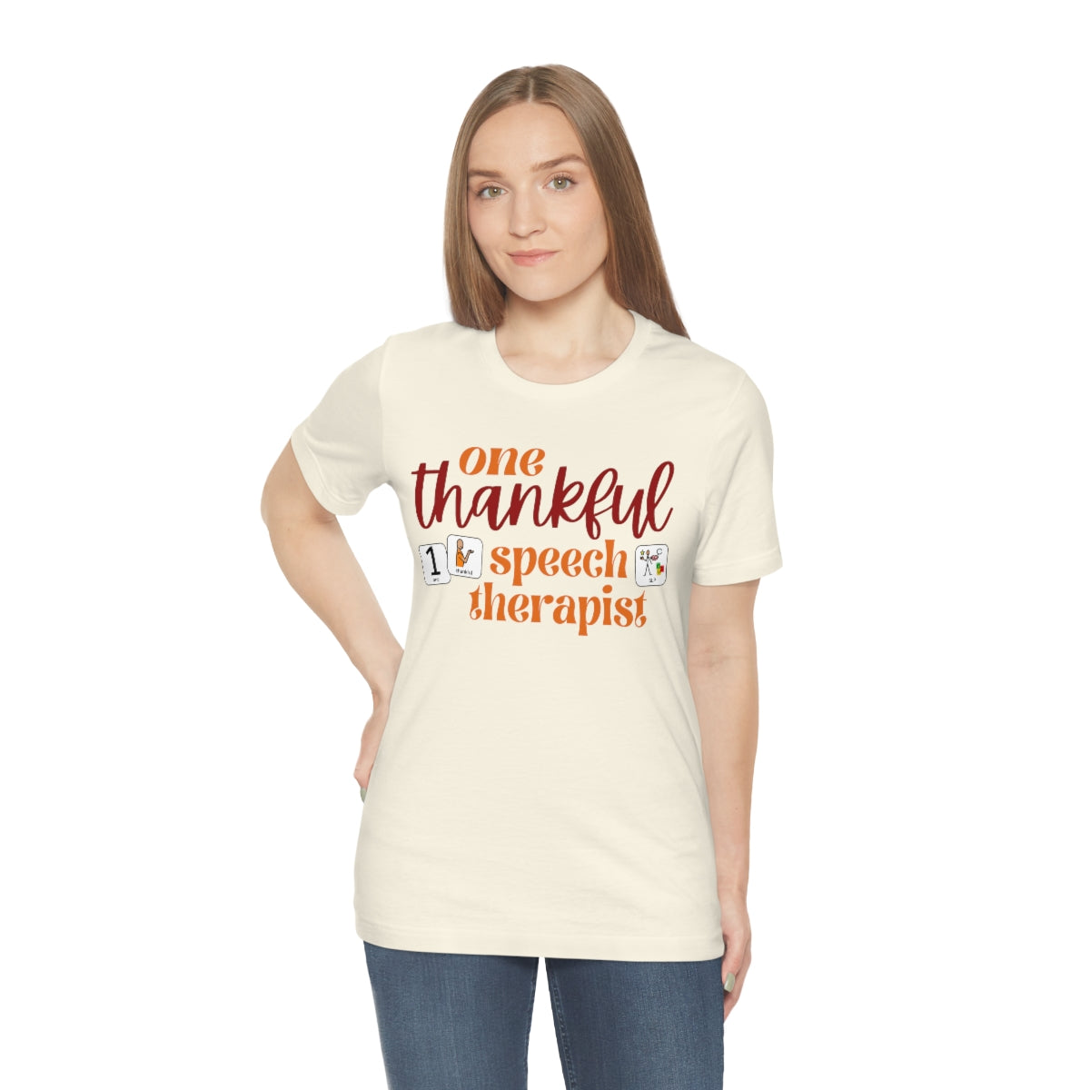 One Thankful Speech Therapist Shirt with symbol cards for SLPs | Speech Pathlogist