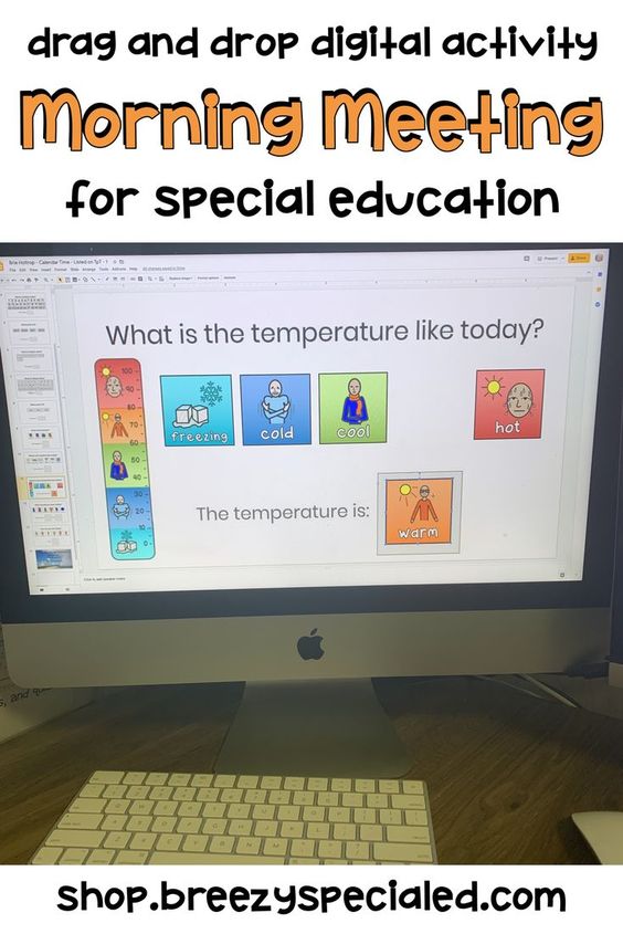 Digital Morning Meeting Calendar Time Interactive Activity for Special Ed