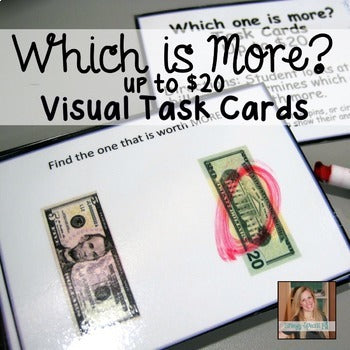 Which one is worth more? Money Math Task Cards (Special Education)