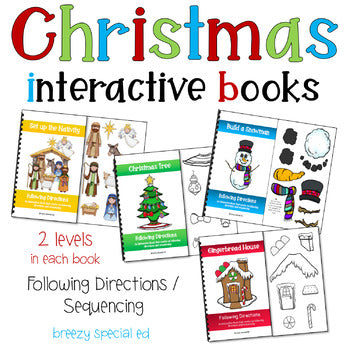 Christmas Adapted Books Following Directions + Sequencing for Special Ed Set 1