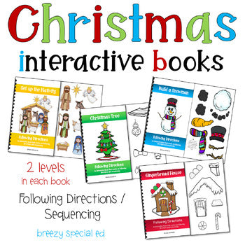 Christmas Adapted Books Following Directions + Sequencing for Special Ed