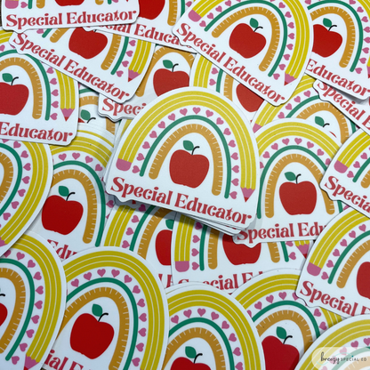 Special Education Rainbow Pencil Sticker | Special Education Teacher Sticker
