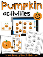 Pumpkin Jack-O-Lantern Adapted Book, Task Cards, and MORE Halloween Activities