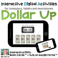 Digital ⋅ Next Dollar Up ⋅ Interactive PDF, Boom Cards, + Quiz for Special Ed