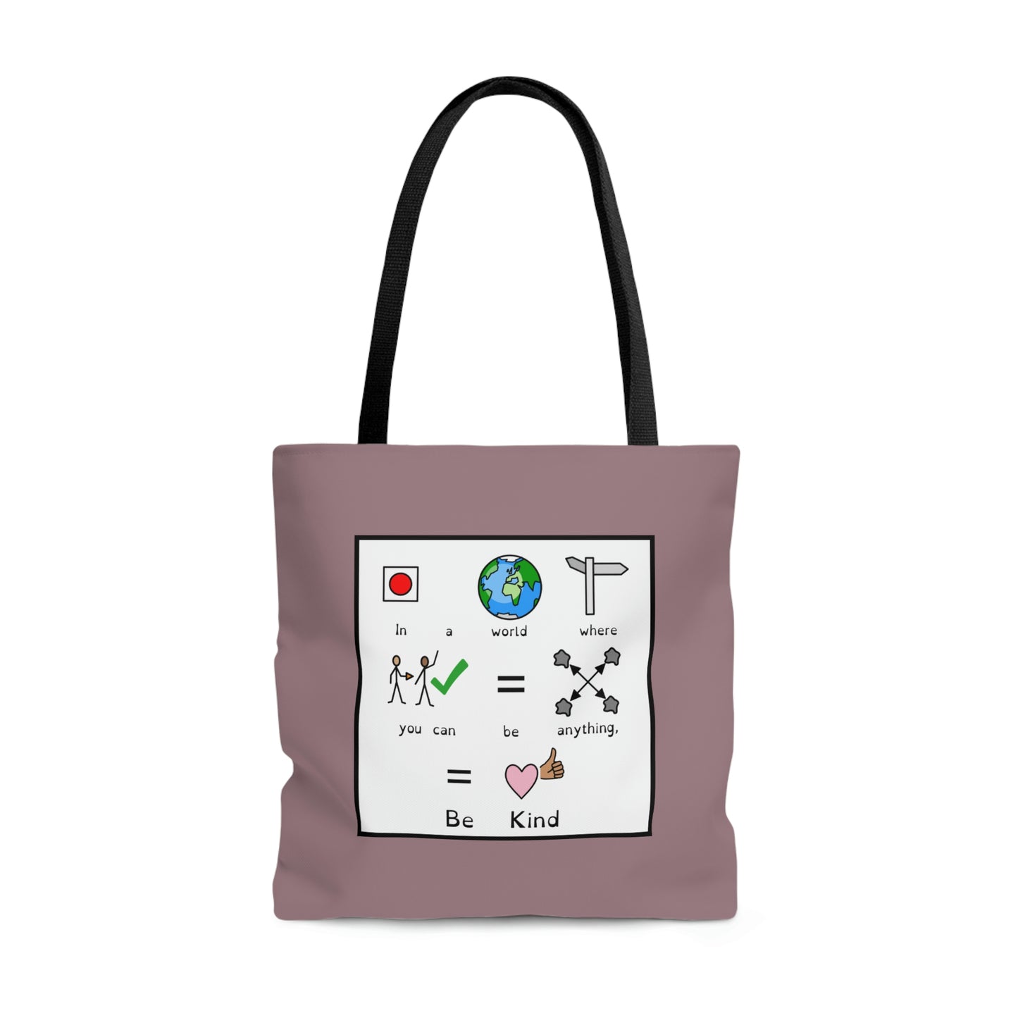 DUSTY PURPLE Be Kind Symbol Quote Tote Bag by Breezy Special Ed