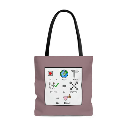 DUSTY PURPLE Be Kind Symbol Quote Tote Bag by Breezy Special Ed