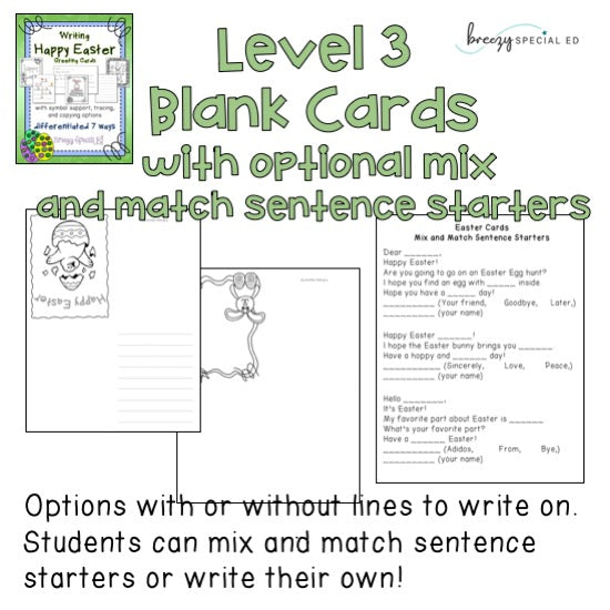 Easter Cards: Differentiated for ALL your Special Ed Students