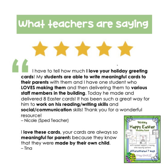 Easter Cards: Differentiated for ALL your Special Ed Students