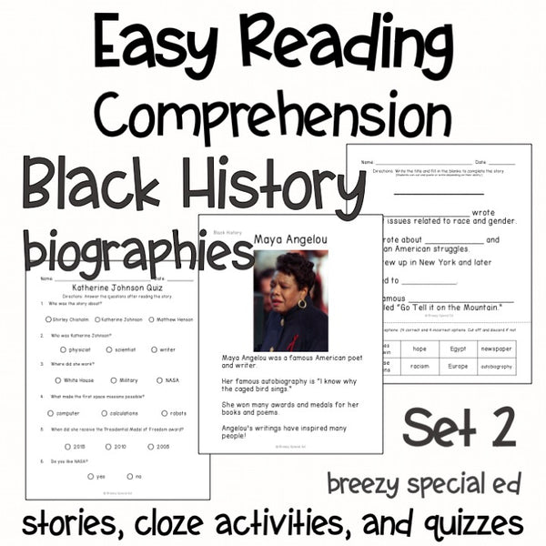 Black History - set 2 - Easy Reading Comprehension for Special Education