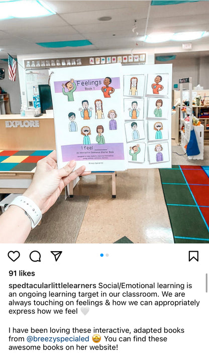 I Feel Feelings and Emotions Adapted Sentence Starter Books - Special Ed