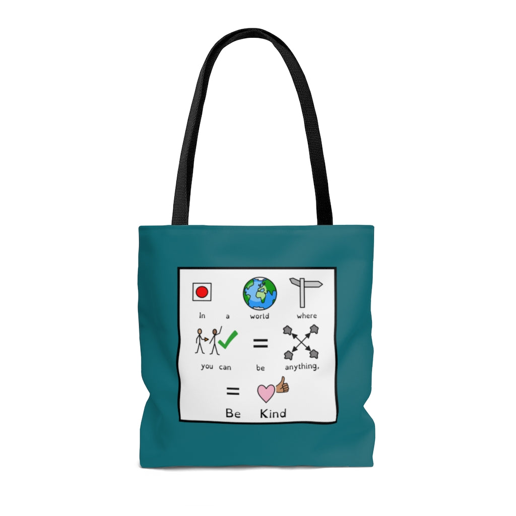 TEAL Be Kind Symbol Quote Tote Bag for Special Education Teachers / SLP